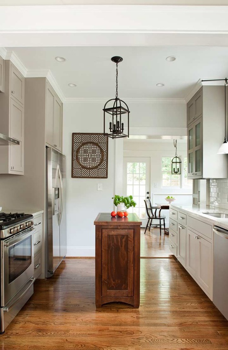 Kitchen Island with Square Pendant Light
