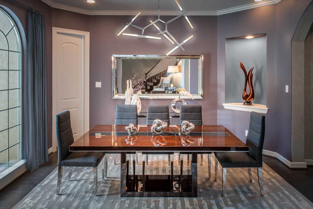 dining room with branch pendant light