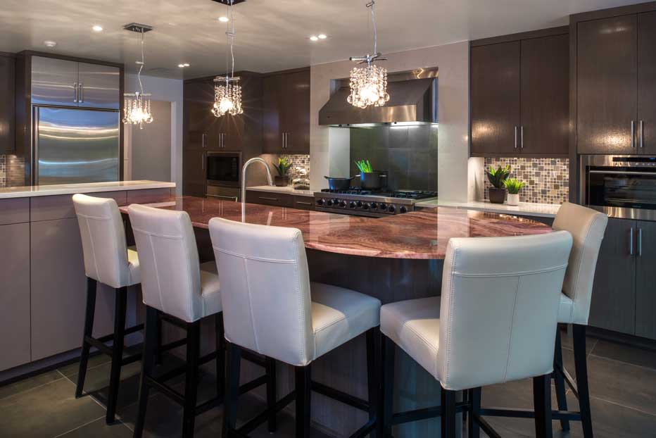 kitchen with crystal pendant light
