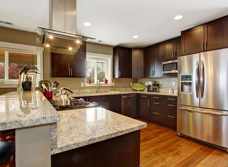 Kashmir white granite countertops with white cabinets