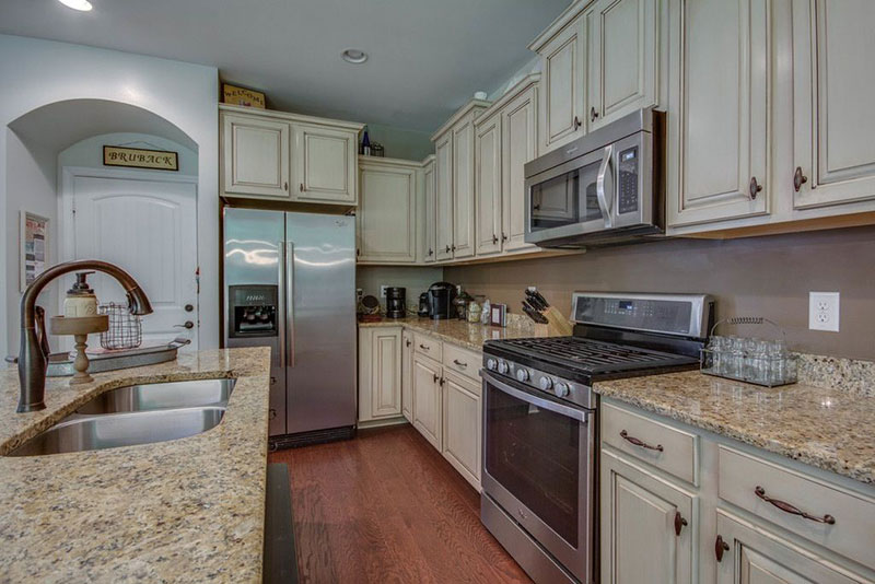 Giallo ornamental granite sample on kitchen