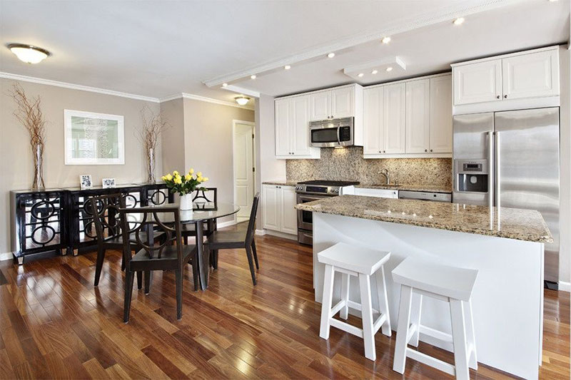 Giallo ornamental granite white kitchen