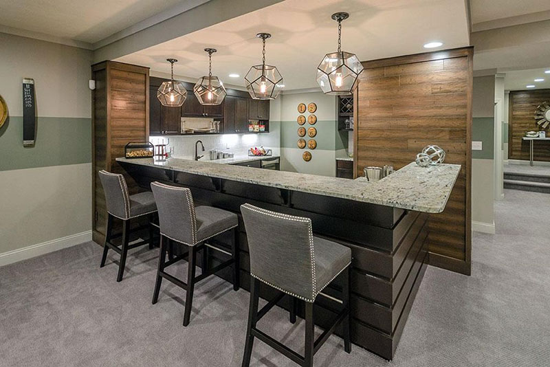 Contemporary kitchen with white ice granite