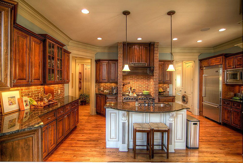 Kitchens with tan brown granite countertops