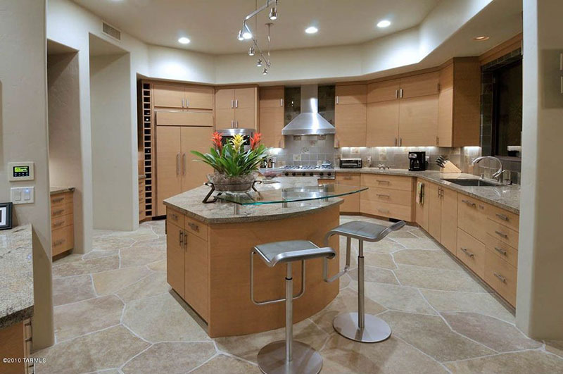 Modern kitchen with bianco romano granite countertops