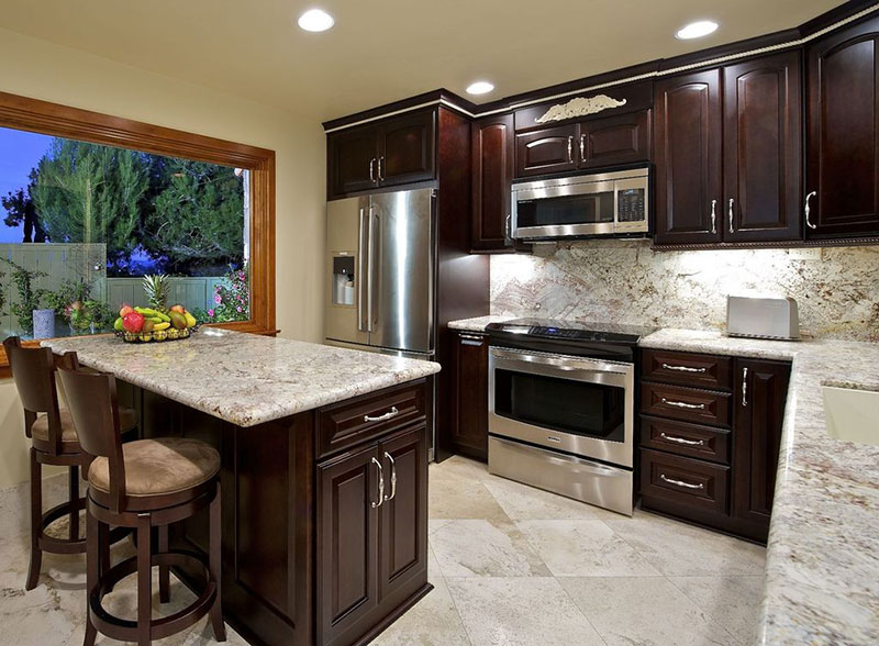 Bianco antico granite countertops and backsplash