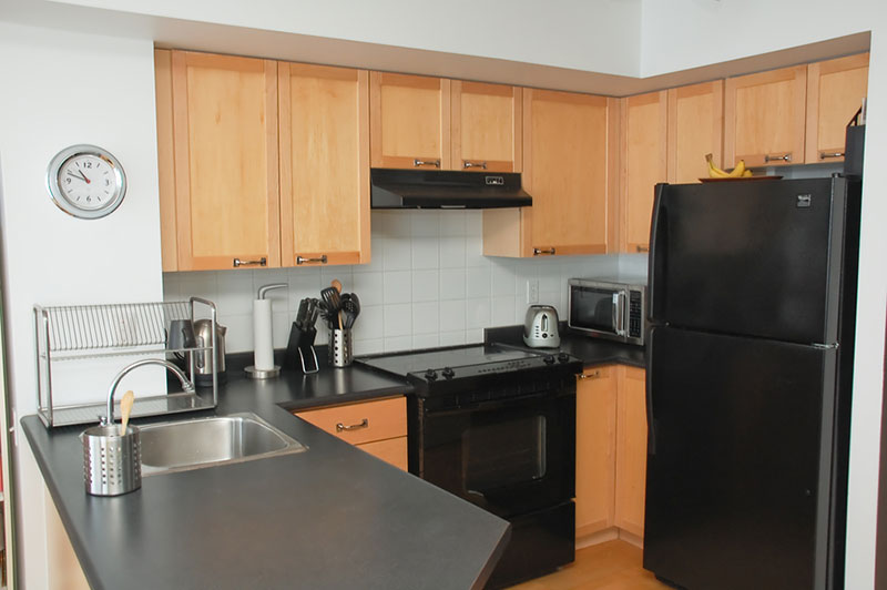 Honed black granite countertops