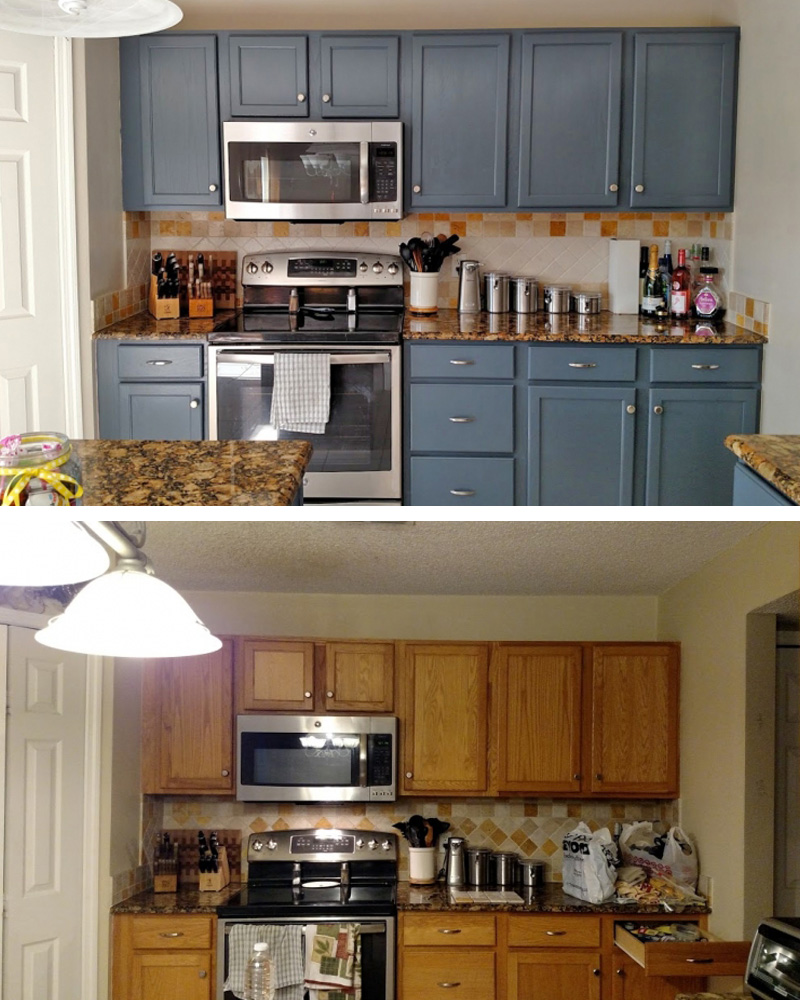01 Gray wood stain kitchen cabinets