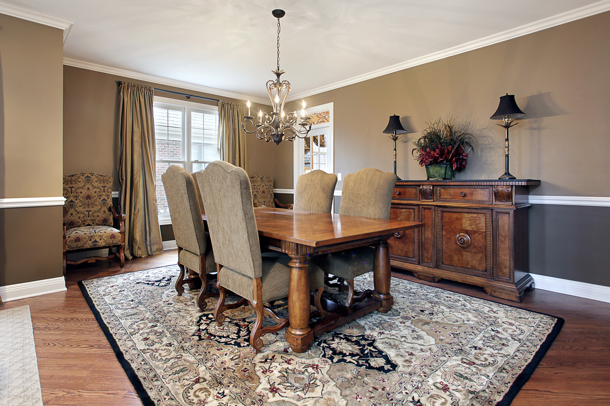 dining room with persian rug