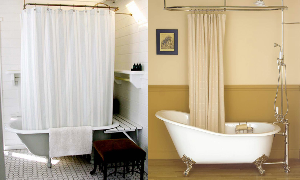 bathroom with clawfoot tub and shower