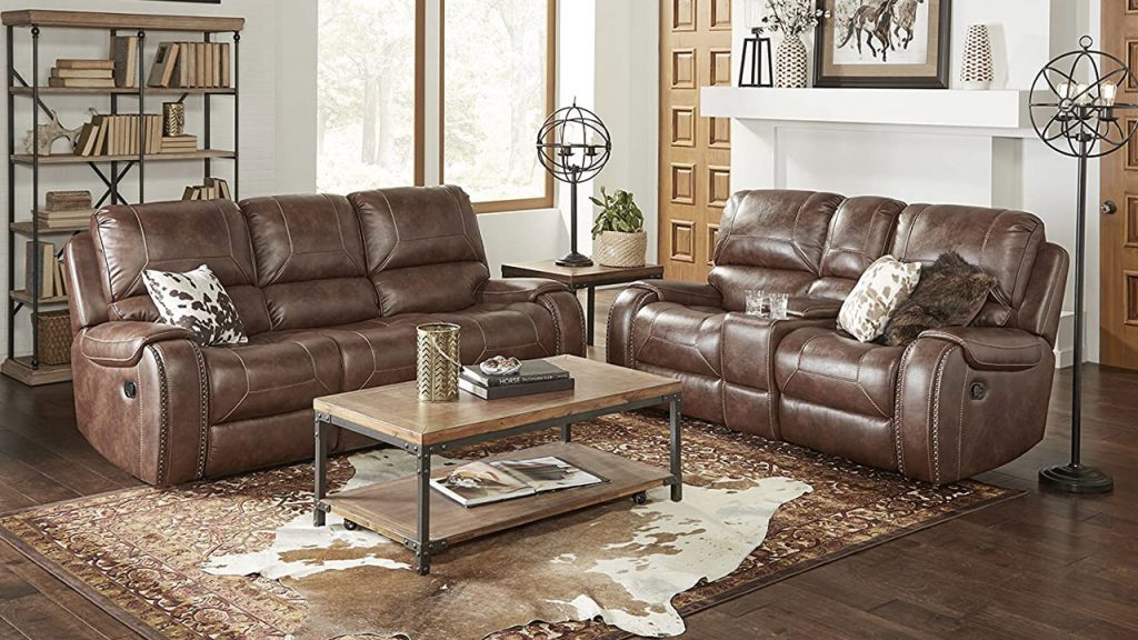 leather reclining sofa sets with cup holders