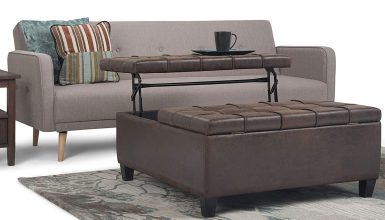 Square Leather Storage Ottoman Coffee Tables