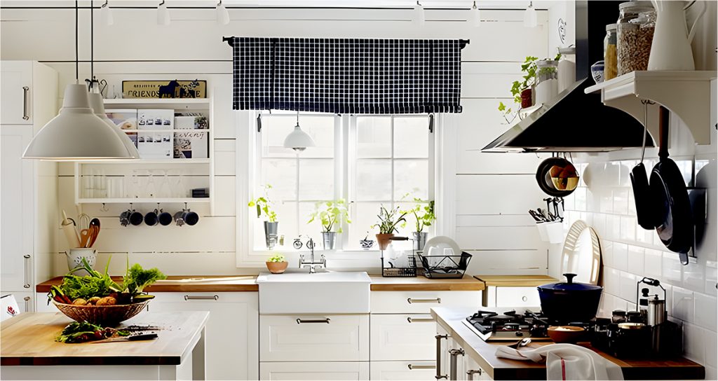 Fabric Roll-Up Curtains for-window-over-kitchen-sink