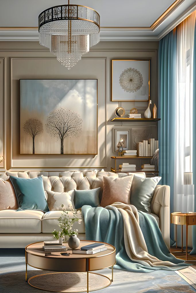 Living-Room-with-Cream-Sofa-and-Wall-Art
