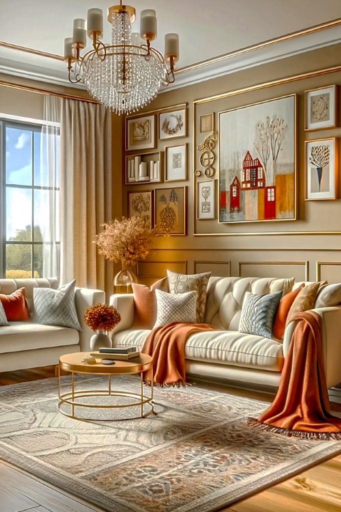 Living-Room-with-Cream-Sofa and Warm Blankets