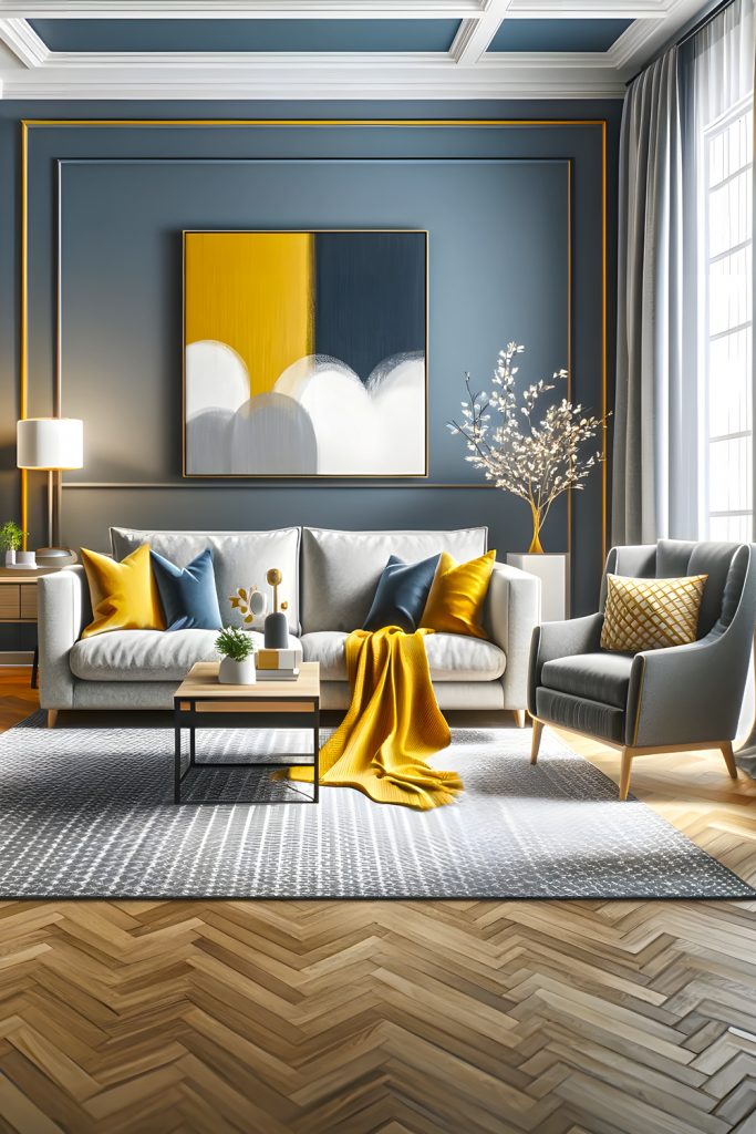 Yellow-Gray-And-Navy-Living-Room Ideas