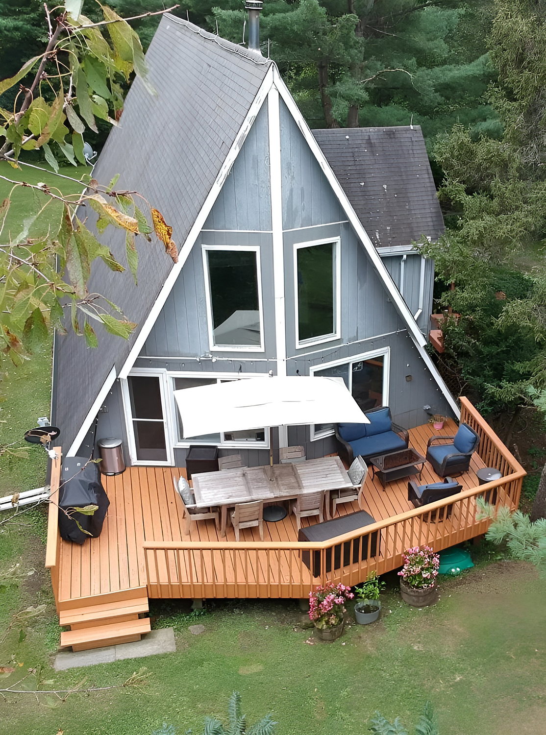 A-Frame-House-Exterior-Makeover-Wraparound Deck