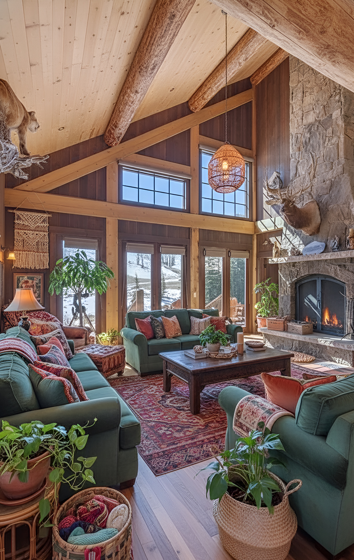 15 Boho Mountain Home Living Room Decor Ideas