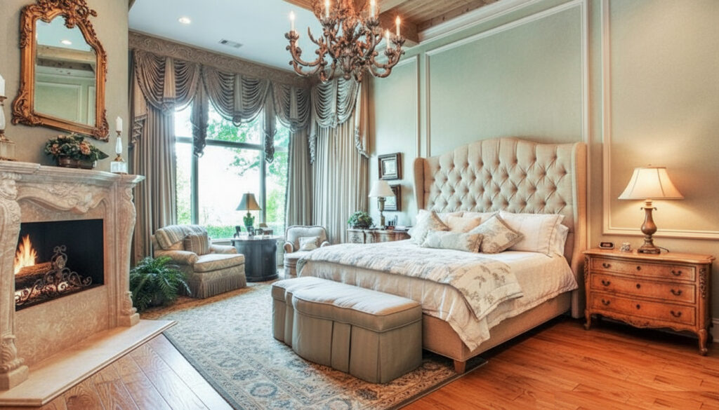 French-Chateau-Bedroom-Ceiling Beams