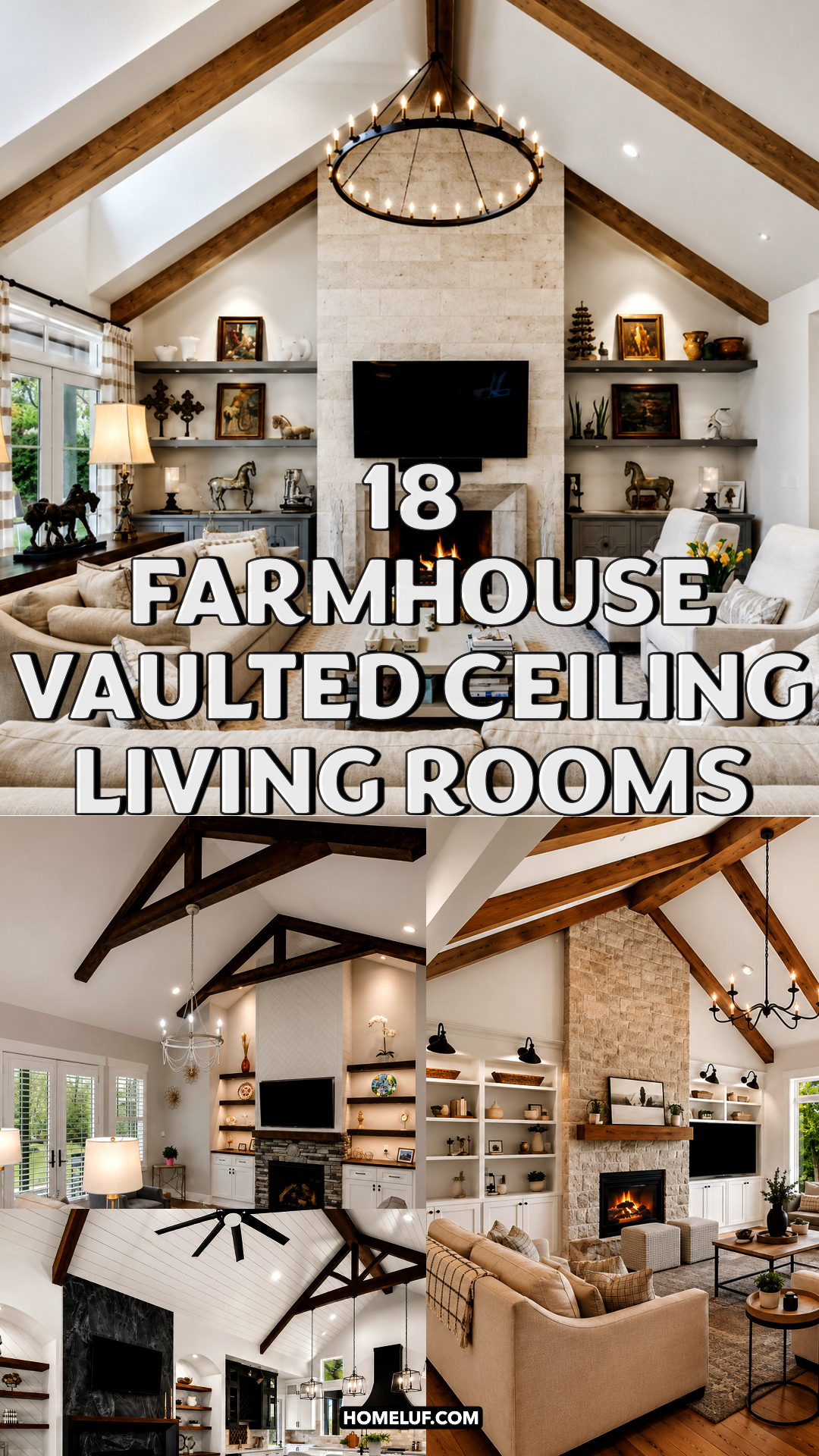 Farmhouse vaulted ceiling living room
