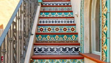 Outdoor Spanish Staircase Ideas With Terra-Cotta and Talavera Tiles