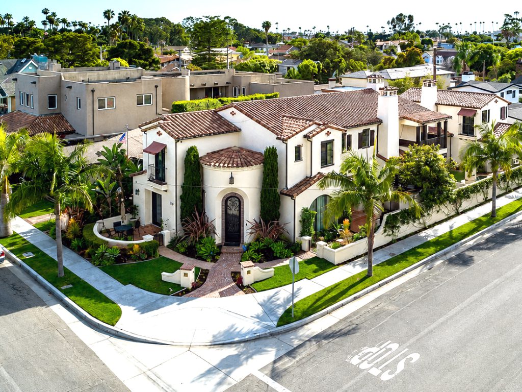 Spanish Colonial Revival Style Home White Stucco Exterior